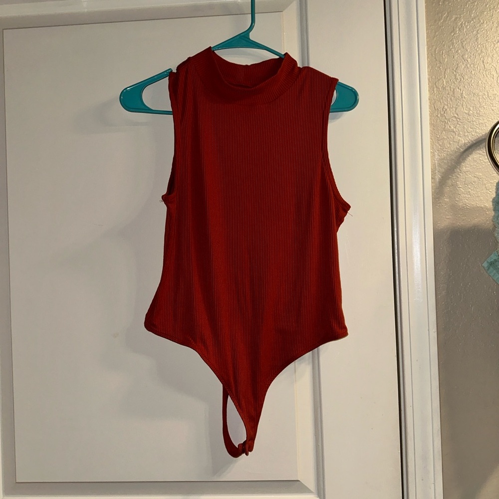High Neck Orange Bodysuit